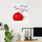 クリスマス赤と白ハッピーホリデーVポスター ポスター (ホームオフィス)