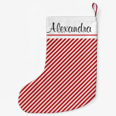 クリスマス赤と白パタストライプーンモノグラム スモールクリスマスストッキング (裏面)
