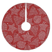 クリスマス赤と白パターンのツリースカート ブラッシュドポリエステルツリースカート (正面)