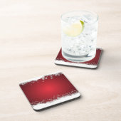 クリスマス赤と白パターン コースター (右側)