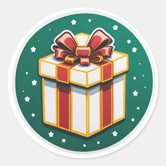クリスマス赤と白プレゼント ラウンドシール (正面)