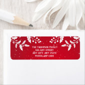 クリスマス赤と白ホリーブランチフェスティバル ラベル (インサイチュ)