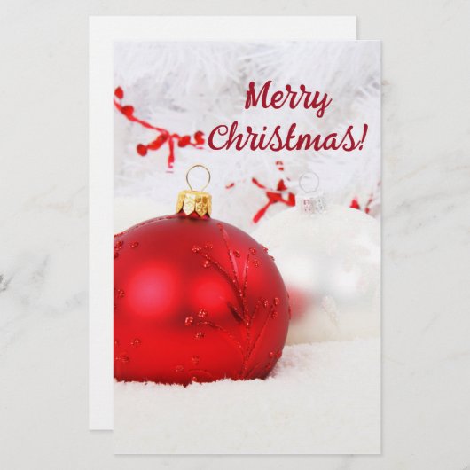 クリスマス赤と白メリークリスマスIII 便箋 (正面/裏面)