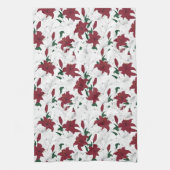 クリスマス赤と白ユリ キッチンタオル (縦)