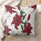 クリスマス赤と白ユリ クッション (ブランケット)