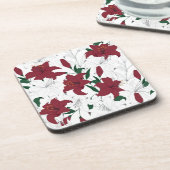 クリスマス赤と白ユリ コースター (左側)