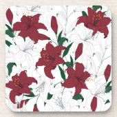 クリスマス赤と白ユリ コースター (正面)