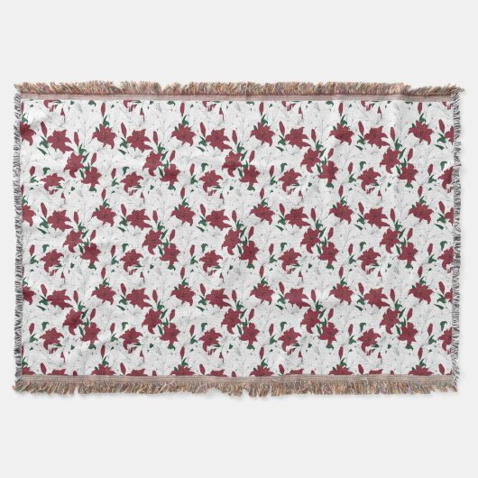 クリスマス赤と白ユリ スローブランケット (正面)