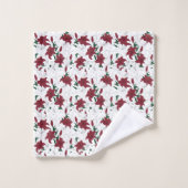 クリスマス赤と白ユリ バスタオルセット (ウォッシュタオル)