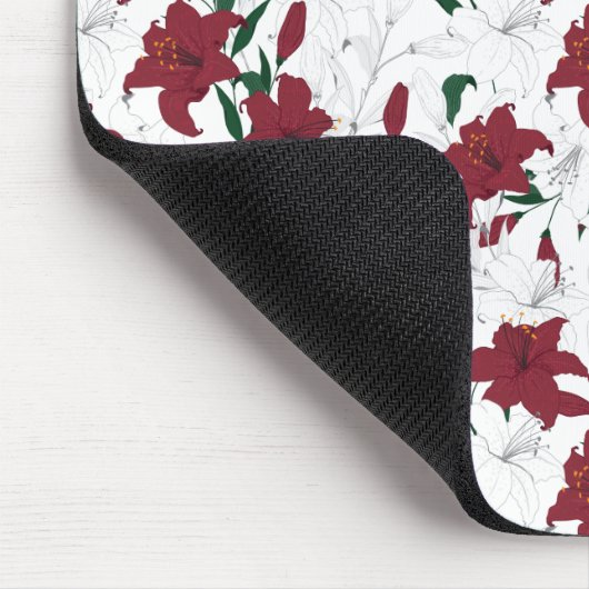 クリスマス赤と白ユリ マウスパッド (コーナー)