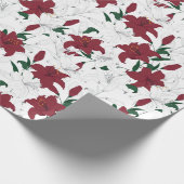 クリスマス赤と白ユリ ラッピングペーパー (角)