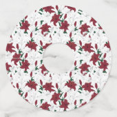 クリスマス赤と白ユリ ワイングラスタグ (正面)