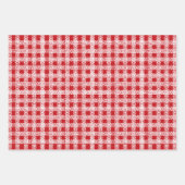 クリスマス赤と白レース柄かわいい ラッピングペーパーシート (正面)