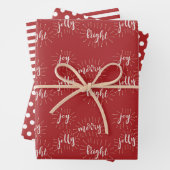 クリスマス赤と白休暇メリーと明るい ラッピングペーパーシート (インサイチュ)