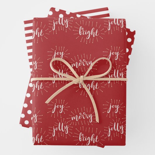 クリスマス赤と白休暇メリーと明るい ラッピングペーパーシート (インサイチュ)