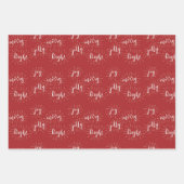 クリスマス赤と白休暇メリーと明るい ラッピングペーパーシート (正面)