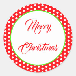 クリスマス赤と白水玉模様スポットパターン ラウンドシール