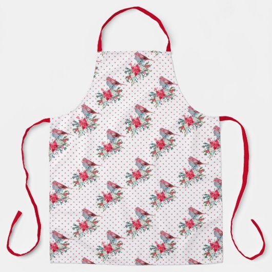 クリスマス赤と白深紅色 エプロン (正面)