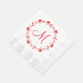 クリスマス赤と白紙ナプキンモノグラム 縁ありランチョンナプキン (角)