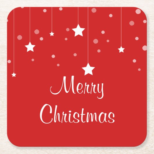 クリスマス赤と白 スクエアペーパーコースター (正面)