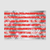 クリスマス赤と銀の白い雪ストライプ片 薄葉紙 (正面)