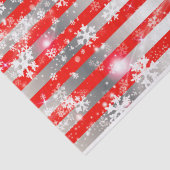 クリスマス赤と銀の白い雪ストライプ片 薄葉紙 (詳細)