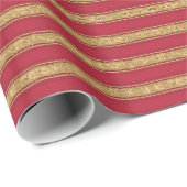 クリスマス赤と黄色のストライプ ラッピングペーパー (ロールコーナー)