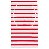 クリスマス赤の白い水平ストライプ文字パターン スモールペーパーバッグ (裏面)