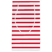 クリスマス赤の白い水平ストライプ文字パターン スモールペーパーバッグ (正面)