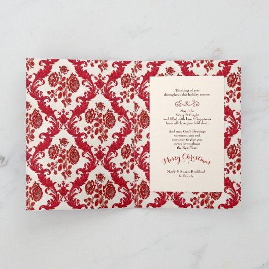 クリスマス赤ギフトと弓デザイン写真Insert Ho シーズンカード (内部)