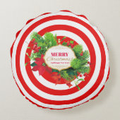 クリスマス赤ストライプの円枕 ラウンドクッション (裏面)