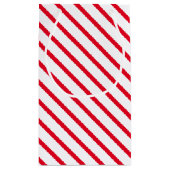 クリスマス赤ストライプ白の斜めパターン スモールペーパーバッグ (裏面)