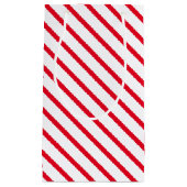 クリスマス赤ストライプ白の斜めパターン スモールペーパーバッグ (正面)