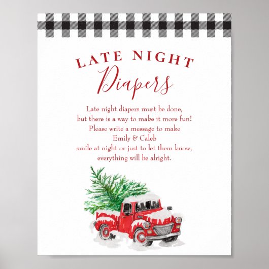 クリスマス赤トラック赤ちゃんシャワー深夜おむつ ポスター (正面)