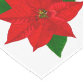 クリスマス赤ポインセチア花オンホワイト ロングテーブルランナー (コーナー)