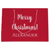クリスマス赤メリークリスマスパーソナライズされた ラージペーパーバッグ (正面)