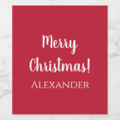 クリスマス赤メリークリスマスパーソナライズされた ワインラベル (シングルラベル)