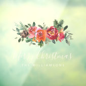 クリスマス赤水色の花のパーソナライズされた名前 ウィンドウサイン (シート3)