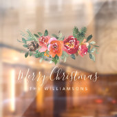 クリスマス赤水色の花のパーソナライズされた名前 ウィンドウサイン (シート2)