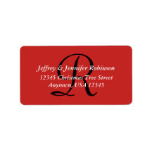 クリスマス赤白テクスチャモノグラム差出人住所