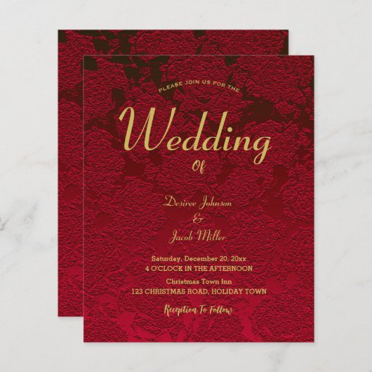 クリスマス赤金ゴールドエレガントモダンフローラ予算 (正面/裏面)