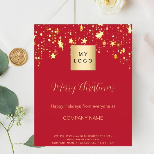 クリスマス赤金ゴールド星ビジネスQR Facebook チラシ