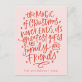 クリスマス赤面とオレンジの非写真の魔法 シーズンポストカード (正面)