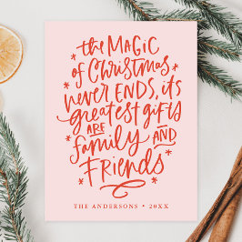 クリスマス赤面とオレンジの非写真の魔法 シーズンポストカード