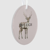 クリスマス赤面クリーム素朴ピンクディアー名 オーナメント (正面)