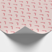 クリスマス赤面ピンクガーリーの可愛い甘い杖のパターン ラッピングペーパー (角)