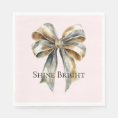 クリスマス赤面素朴ピンクグリーン金ゴールドボウ スタンダードランチョンナプキン (正面)