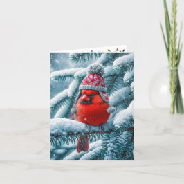 クリスマス赤（鳥）ショウジョウコウカンチョウ鳥の冬の帽子をかぶる シーズンカード