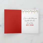 クリスマス赤（鳥）ショウジョウコウカンチョウ鳥の冬の帽子をかぶる シーズンカード (内部)