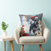 クリスマス走ハットでシュナウザーの雪 クッション (椅子)